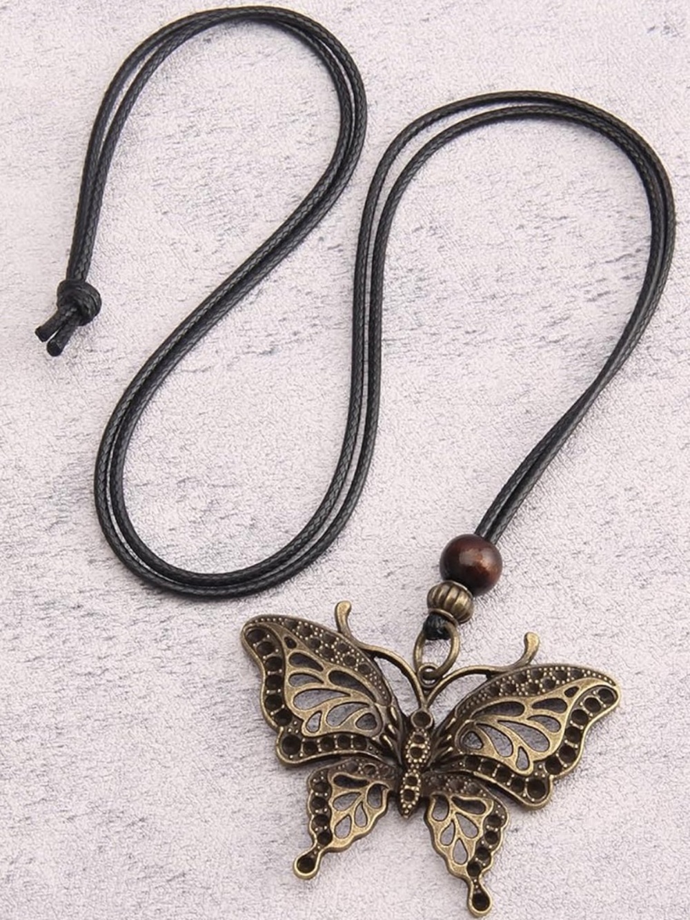 Anthropologie Bronze Butterfly Pendant Necklace - Picture 5 of 7